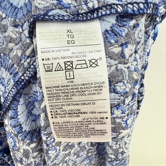 Old Navy Sleeveless Tie-Back Cutout Maxi Swing Dress Sz XL Block blue print - Picture 6 of 7